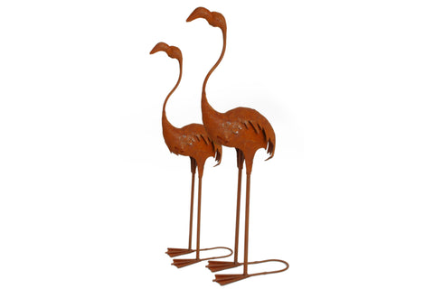Cast Iron Flamingo Ornament - Set Of 2