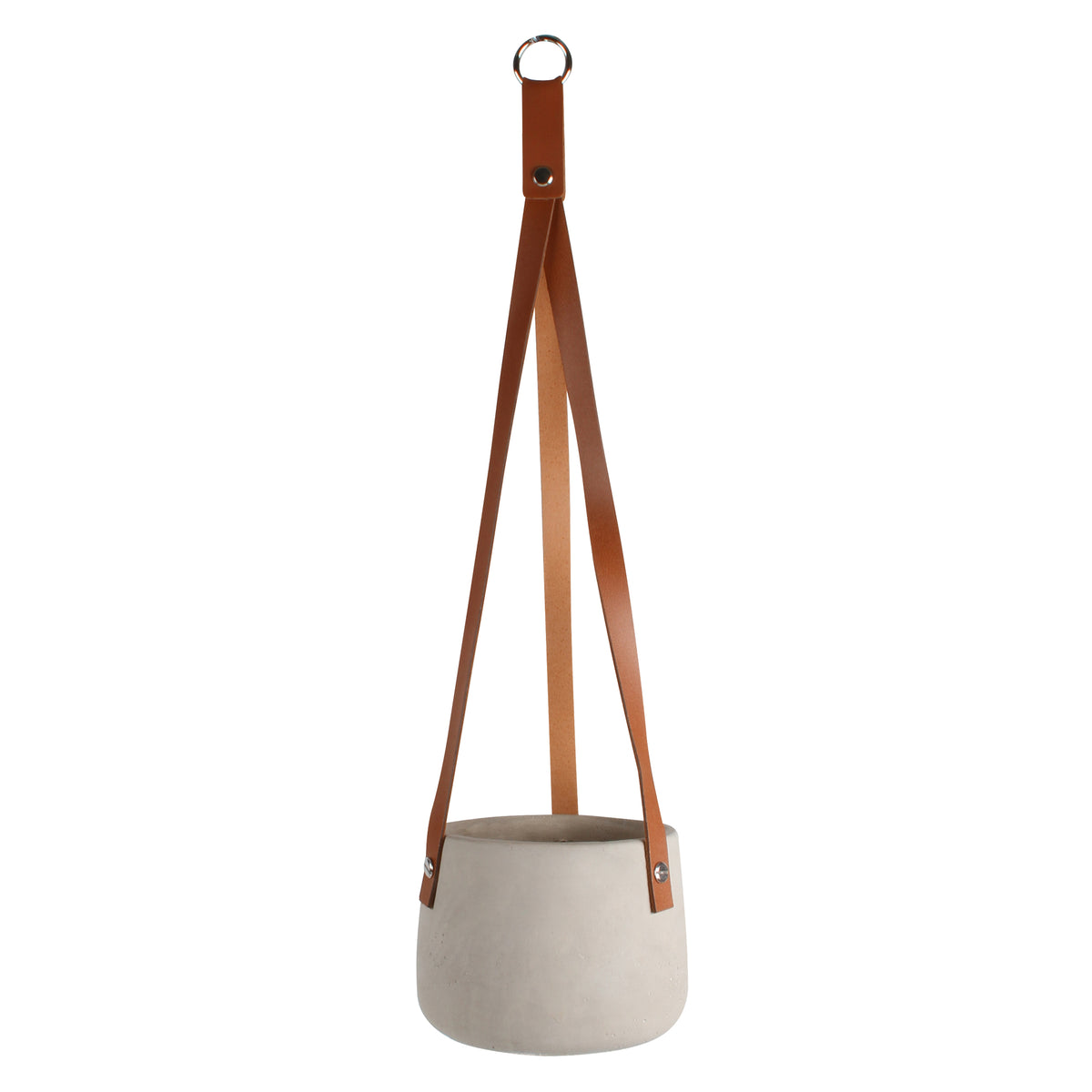 Abiliene Concrete Hanging Pot With Leather Straps 13 x 13 x 10cm