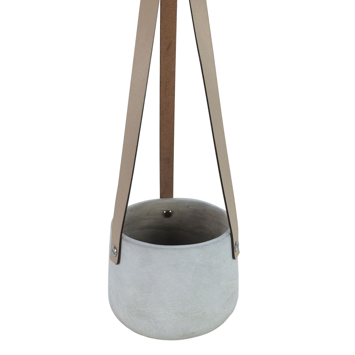 Lily Concrete Hanging Pot With Tan Straps 13 x 13 x 10cm