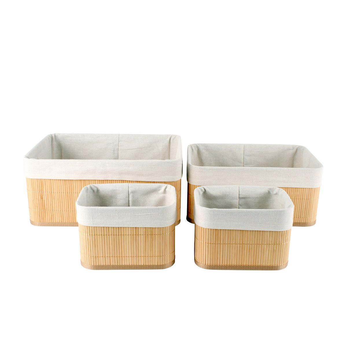 Kalib Set Of 4 Bamboo Storage Baskets With Lining