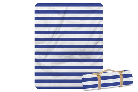 Family Picnic Blanket With Carry Strap 200 x 150cm - Hamptons Navy