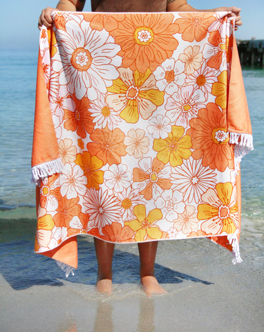 Double Sided Hippie Daisies Beach Towel 160 x 80cm