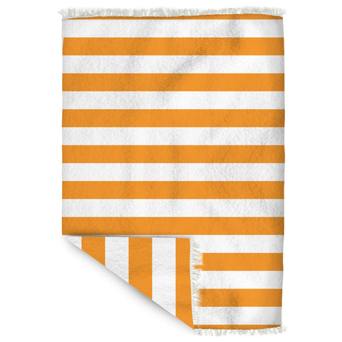 Jumbo Beach Towel 180 x 150cm - Hamptons Mango & White Stripe