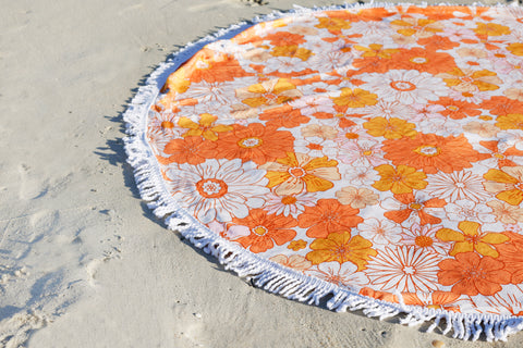 Round Hippie Daisies Beach Towel 150cm