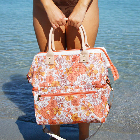 Insulated Picnic Cooler Bag - Hippie Daisies
