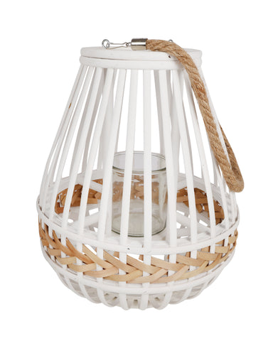 Johan Lantern With Glass Candle Holder White