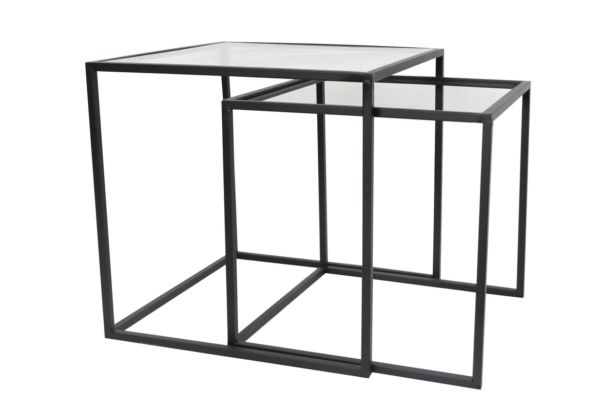 Black, Set Of 2, Side Tables, 45 x 45 x 45cm