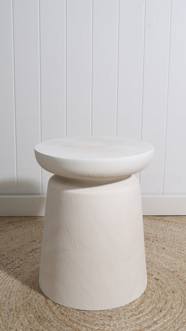 White Paulownia Wood Stool / Side Table / Planter Stand, 40 x 32 x 32cm