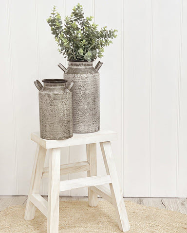 White Washed, Wooden Stool / Side Table, 45 x 40 x 37cm