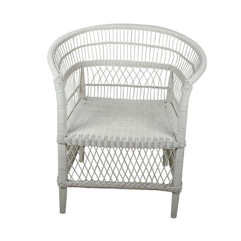 White Malawi Style Rattan Chair
