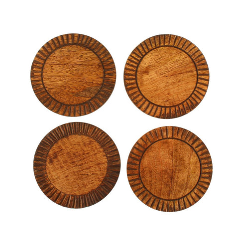 Ives Mango Wood Round Coasters Set Of 4