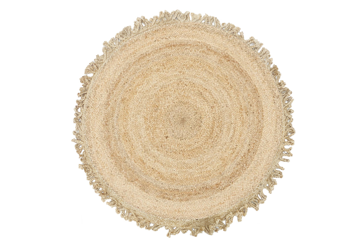 120cm Leilani Natural Jute round Rug with Tassels