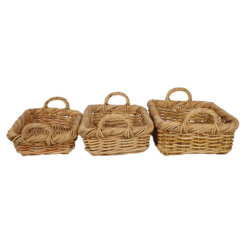 Chelle Set Of 3 Rattan Square Log Basket