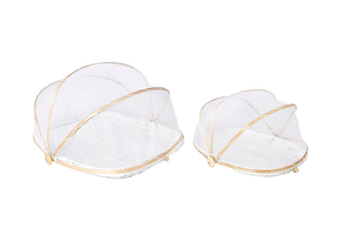 Bahar Set Of 2 Retractable Food Cover Bamboo