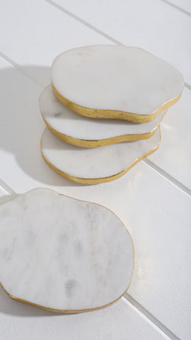 Wendell Marble Set Of 4 Coasters With Gold Foil