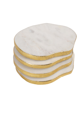 Wendell Marble Set Of 4 Coasters With Gold Foil