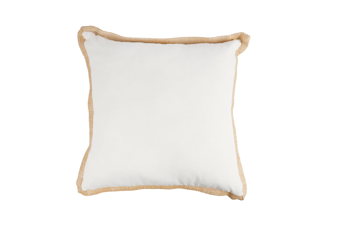 Aspen Outdoor Cushion White With Jute Trim 45 x 45 x 5cm