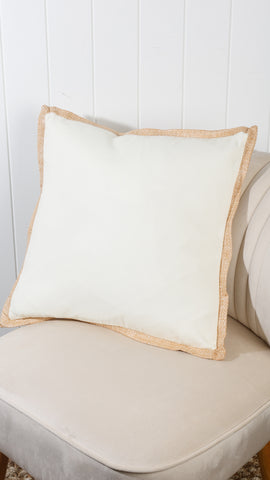 Aspen Outdoor Cushion White With Jute Trim 45 x 45 x 5cm