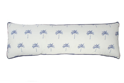 Belize Blue Multi Palm Print Filled Cush With Piping 90 x 30cm