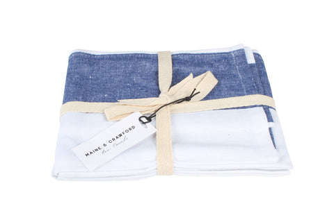 Huso Nautical Stripe Cotton Tea Towels 2 Pack 60 x 40cm