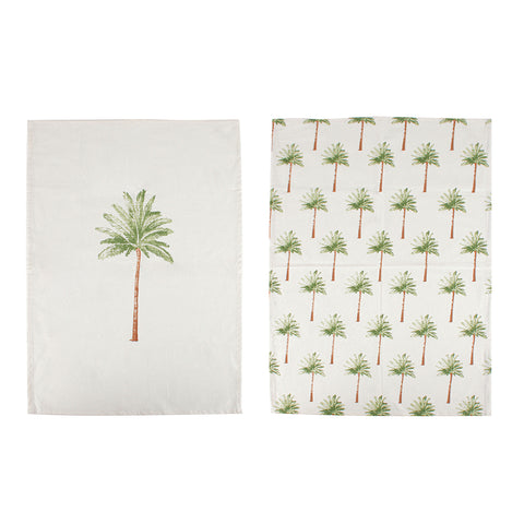 St Barts Palm Print Cotton Tea Towel 2 Pack 60 x 40cm