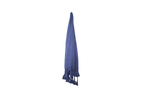 Neo Cotton Throw With Giant Tassels Navy