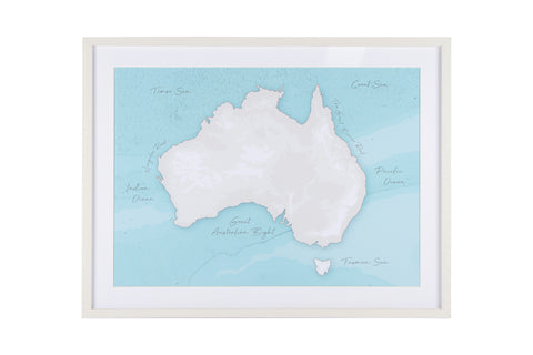 Australia Map Print Frame And Glass Cover 80 x 60cm