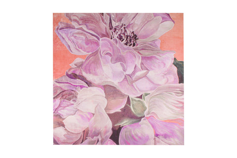 Violet Peony Print Canvas 100 x 100cm