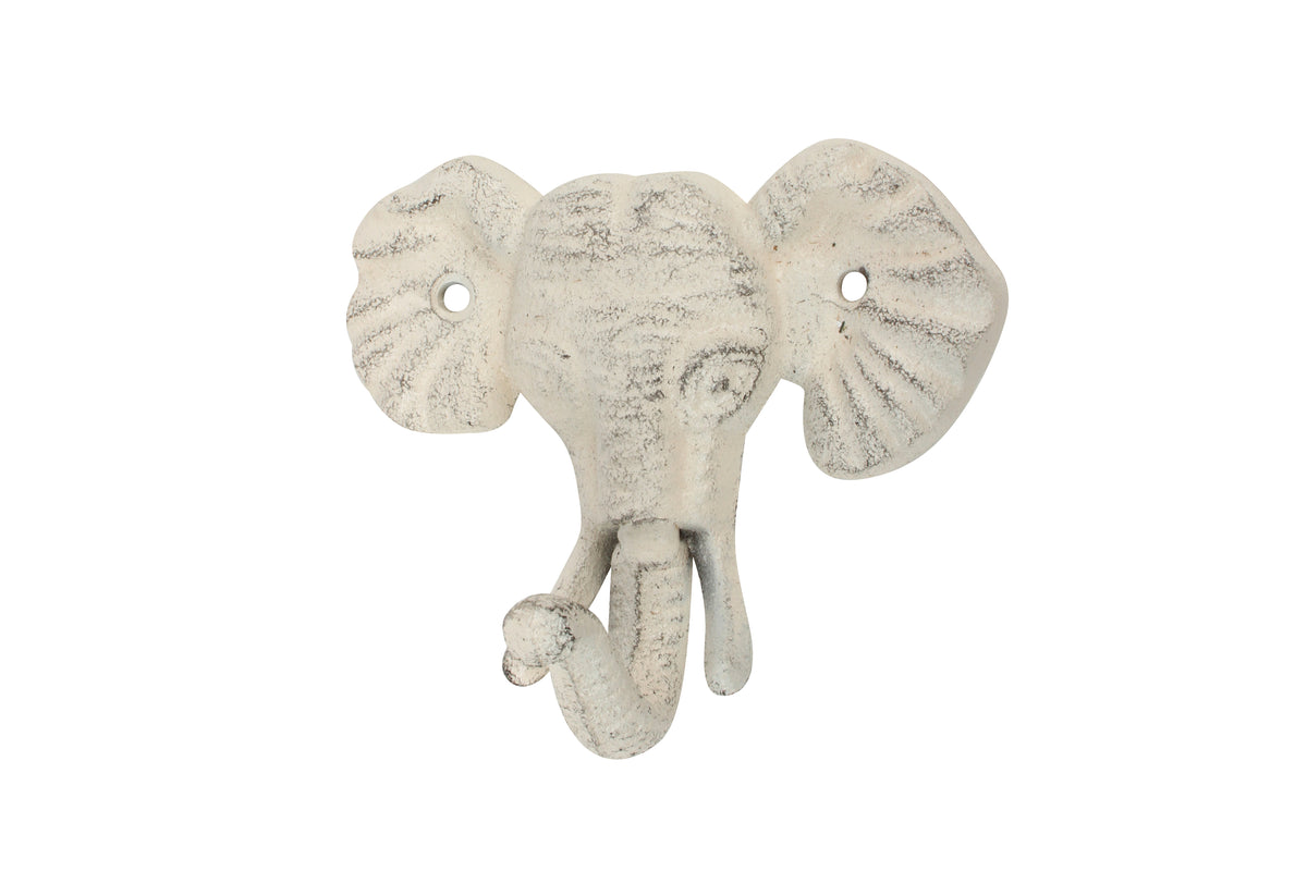 Baylee Cast Iron Elephant Head With Trunk Hook 13 x 11 x 7cm