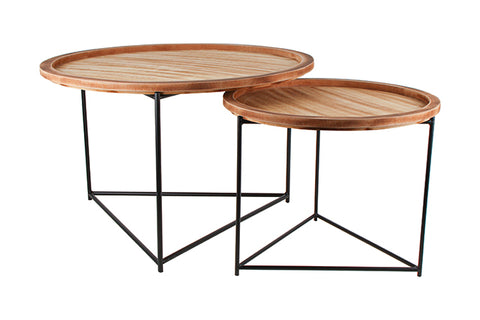 Set Of 2 Wood Side Tables, 70 x 45cm
