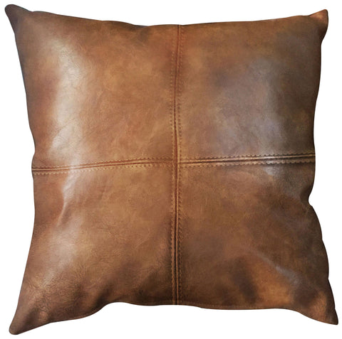 Bangalow Square Cushion With Fill Tan Pu Leather 50 x 50cm