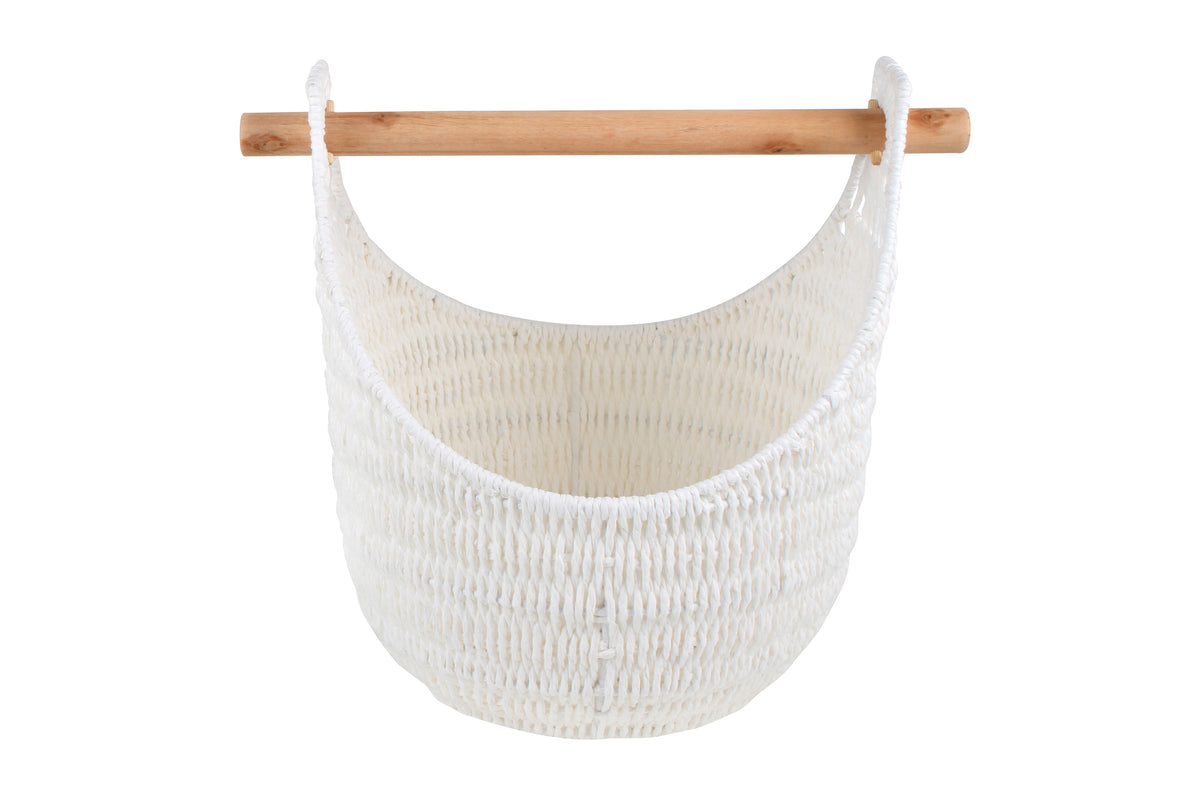 Hazel Storage Basket With Removable Pole White