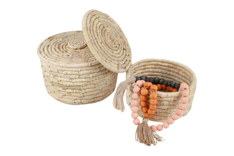 Eda Set Of 2 Sea Grass And Date Leaf Round Basket