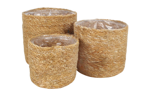 Coffs Set Of 3 Seagrass Baskets Plastic Lined