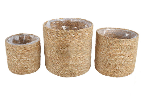 Coffs Set Of 3 Seagrass Baskets Plastic Lined