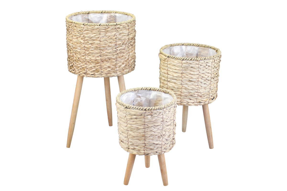 Buy Set of 3  Pot Plant Stands with Legs Natural