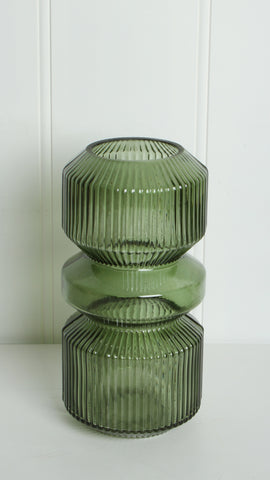 Bil Ribbed Glass Cylinder Vase