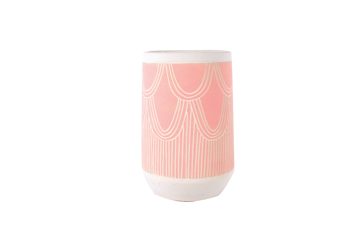 Zelva Pink Cement Vase 21 x 15 x 15cm in Australia