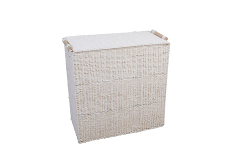 White Paper Rope Basket With Lid / Collapsible