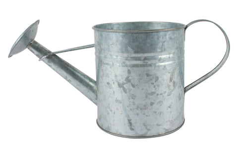 ANTIQUED SILVER WATERING CAN PLANTER 16 X 15 cm