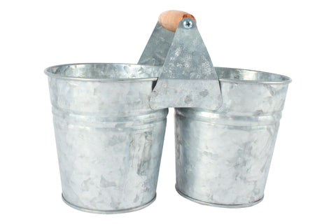 LOKE ANTIQUED SILVER 2 PLANTER WITH HANDLE 26 X 13cm