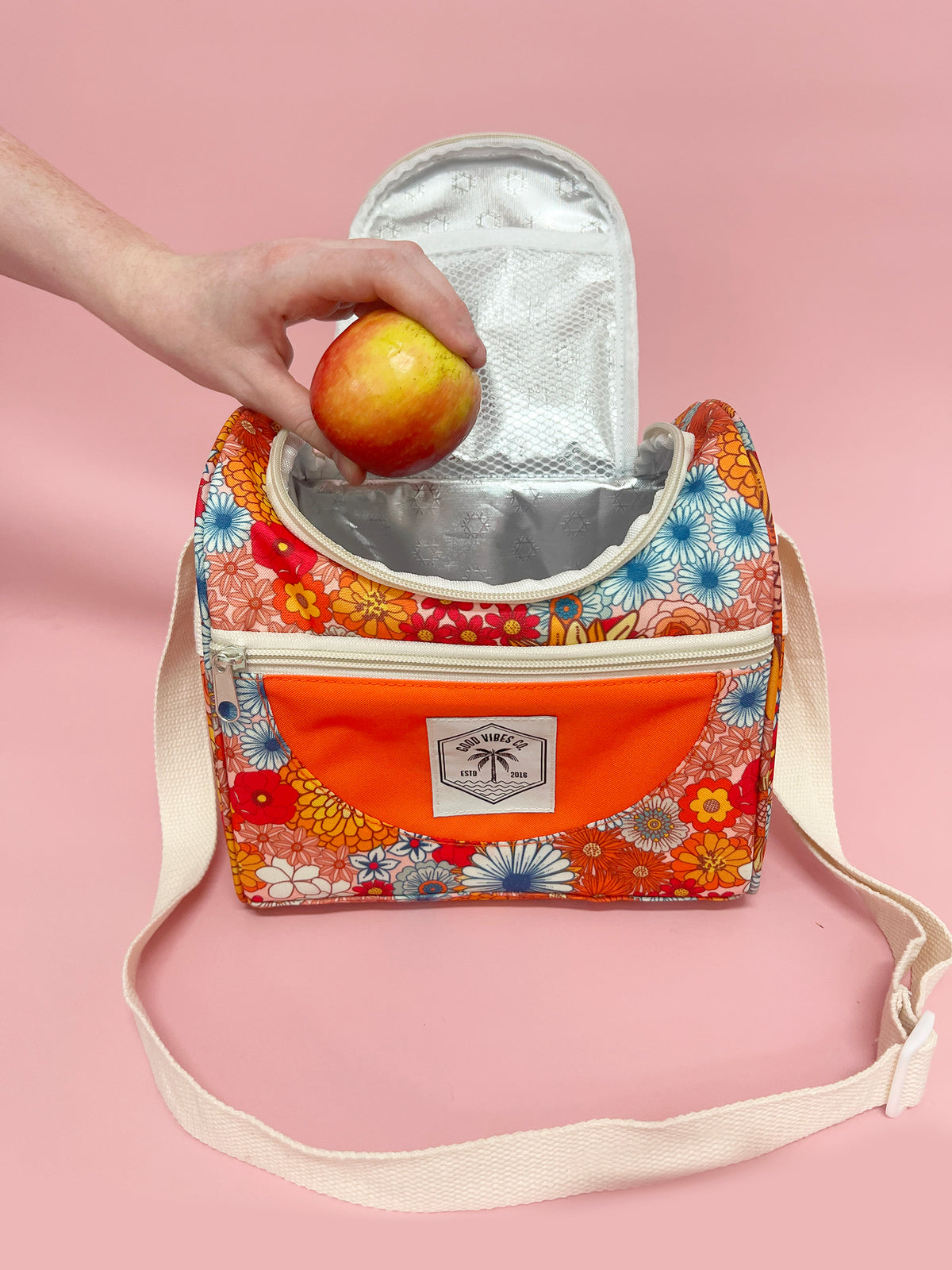 Good Vibes™ Lunch Cooler Companion, Removable Shoulder Strap, Zipped Storage Pocket - Retro Summer