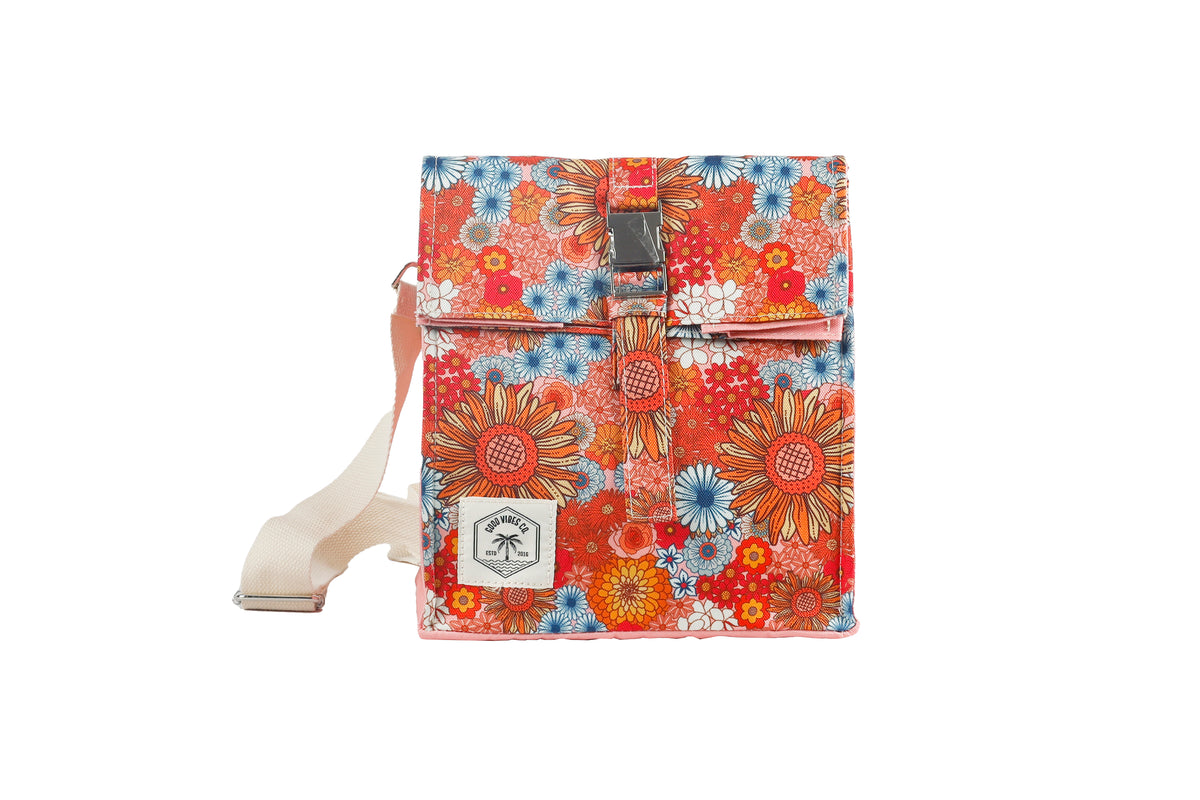 Insulated Lunch Bag with Shoulder Strap - Retro Summer