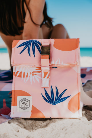 Good Vibes™ Insulated Lunch Bag, Removable Shoulder Strap, Metal Buckle - Blush Palm