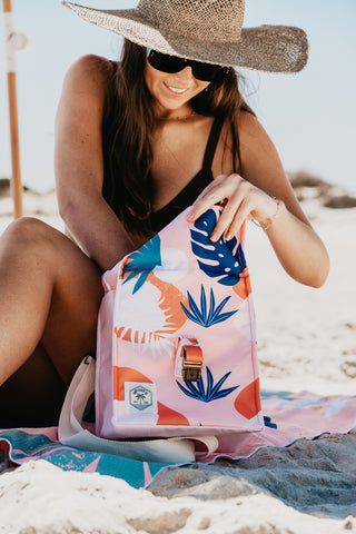 Good Vibes™ Insulated Lunch Bag, Removable Shoulder Strap, Metal Buckle - Blush Palm