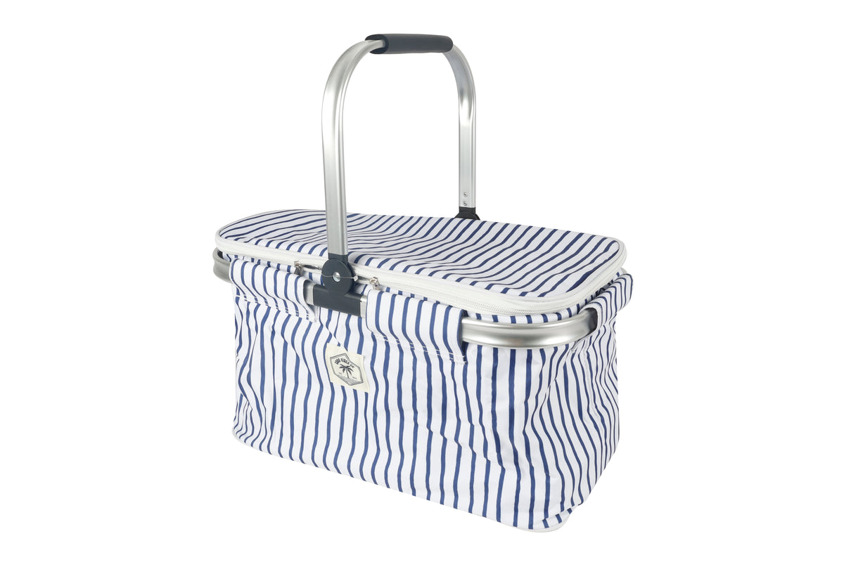 Insulated Market Cooler Bag, Aluminium Frame, Fully Zipped, Collapsible - Mediterranean