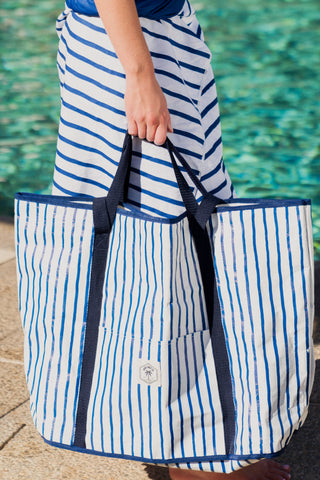 Good Vibes™ Jumbo Shopping Tote Beach Bag, Dual Handle, Waterproof & Lightweight - Mediterranean