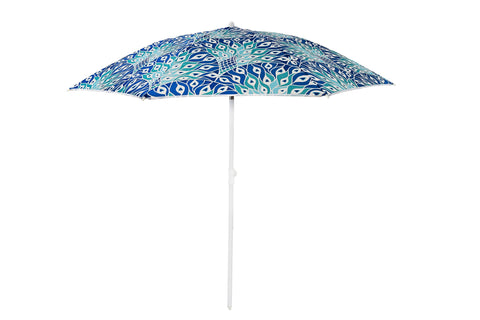 Good Vibes™ 1.6m Beach Umbrella with Carry Bag, Shoulder Strap - Peacock Paradise