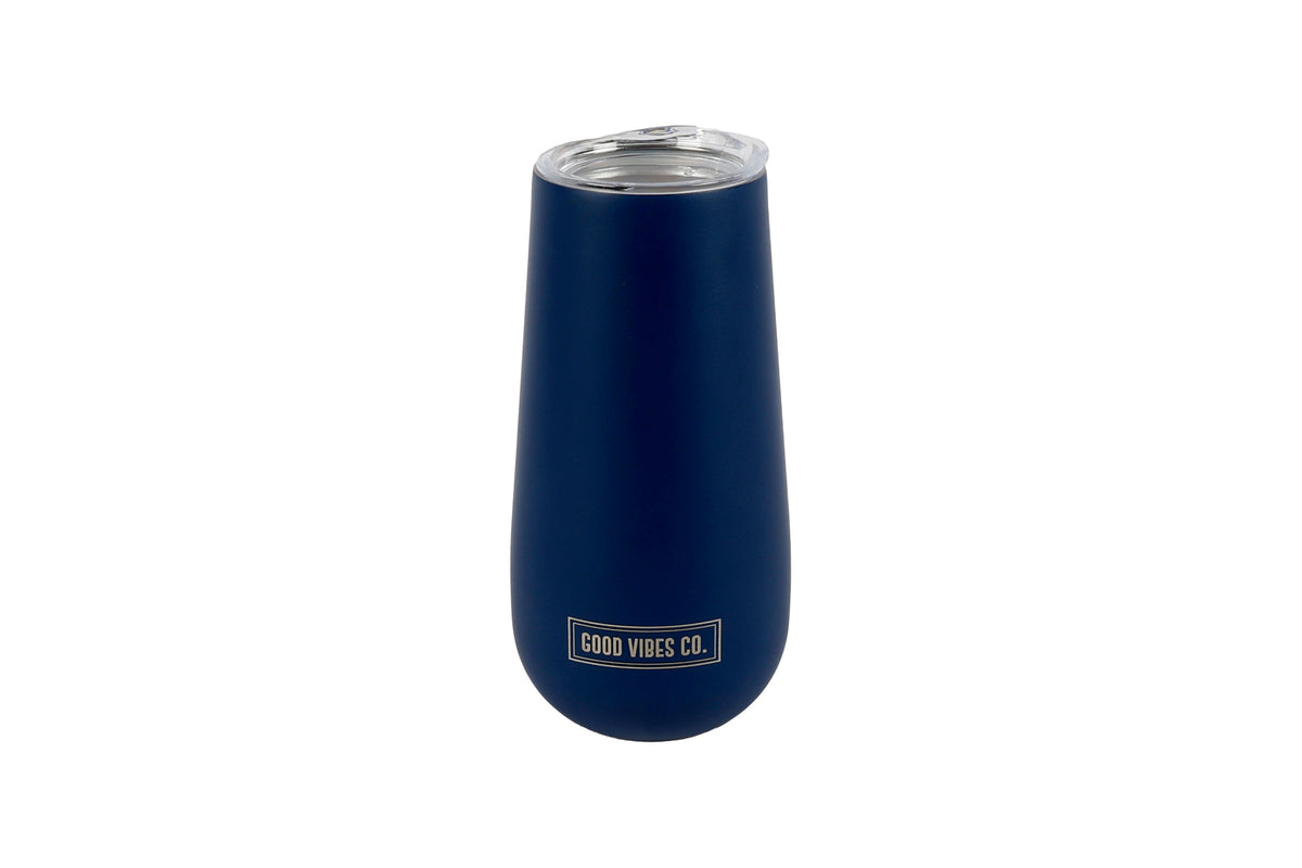 Good Vibes™ 175ml Insulated Double Wall Stainless Steel Travel Cup with Lid, Durable Matt Finish - Indigo