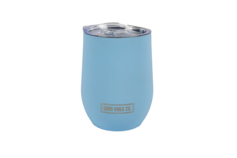 Good Vibes™ 295ml Insulated Double Wall Stainless Steel Travel Cup with Lid, Durable Matt Finish - Bay Blue